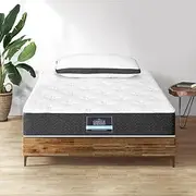 Giselle Bedding King Single Mattress Bed Mattresses Innerspring Foam 18cm Thickness, Pocket Spring System and Breathable Top, 5Yrs Warranty, Medium Firm, White + Black Bonus Pillow Vacuum Packed
