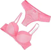 [FRCOLOR] 1Set Charming Lace Underwear Set for Women Elegant for Valentines Day Honeymoon Wedding Night Breathable and Comfortable Pink
