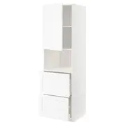 METOD / MAXIMERA hi cab f micro w door/2 drawers, white Enköping/white wood effect, 60x60x200 cm