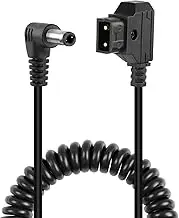 YANBORONSN 90 Degree Angle D-TAP to DC 5.5×2.5mm Coiled Cable, D Tap Male Cnnector to DC 5.5×2.5mm Plug Power Cable, for Cameras, Monitors, LED Cmera Lights, etc(0.4M/1.3Ft)