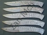 LOT OF 5 Custom Hand Made FULL TANG Damascus Steel Blank Blades Knife