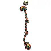 Paw Play 68cm Stretch Rope Cotton 4 Knots/Braided Teeth Cleaning Tug War Dog Toy