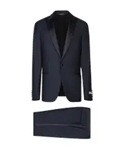 satin-trim single-breasted wool suit IT50 Black