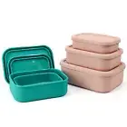 Bento Container Microwave Safe Organizer Silicone Bento Box with Lid Portable