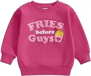 DuAnyozu Toddler Baby Girl Valentines Day Outfit Fries Before Guys Sweatshirt Long Sleeve Pullover Fall Winter Spring Clothes
