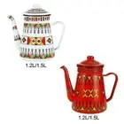 Enamel coffee pot, floral hot water kettle with handle, camping coffee kettle,