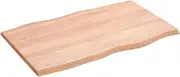 vidaXL Solid Oak Wood Table Top | Handcrafted with Live Edge | Versatile & Treated Surface | Light Brown | 80x50x2 cm