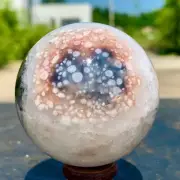 293G Natural Sakura Agate Quartz Sphere healing ball Specimen