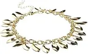 [YiyiLai] Beach Leaf Pendant Tassels Charm Anklet Foot Decor Ankle Chain Gold