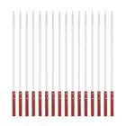 16pcs Kebob Skewers 60cmx10mmx2mm Stainless Steel Flat Sticks with Wood Handle