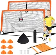 2 Soccer Goal Nets w/o Ball Portable - Training Ladder, and Cones for Kids Youth