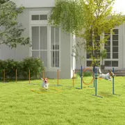 Dog Agility Training Equipment w/ Weave Poles, Adjustable Hurdle