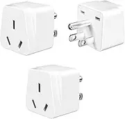 Travel Adapter US 3-Pack (Type B), AU to USA Universal Travel Plug, 3 Prong Grounded International Adapter, US to Australia Travel Power Plug for America & Brazil, Canada, Parts of Asia