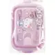 小禮堂 Hello Kitty 日製 輕量型方形塑膠保鮮盒 透明保鮮盒 微波便當盒 500ml (2入 粉紫)