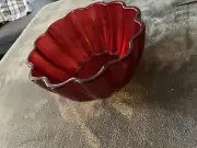 Teleflora Art Glass Flashed Ruby Red Flower Shaped Vase