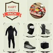 Go Kart Racing Suit Suit,Gloves,Balaclava and Shoes Free Bag - Black with White Shoulder Side