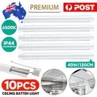 10x40W LED Slim Ceiling Batten Tube Light 4FT 1200mm Fluorescent Lamp Cool 6500K