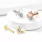 Cluster CZ Star Internally Threaded Labret Tragus Snug Ear Cartilage Studs