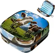 Period Bag,Sanitary Napkin Storage Bag,Blue Sky Mountain Cow,Tampon Holder for Purse