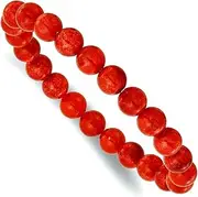 [JewelryWeb] Simulated Coral 8.5mm Beaded Stretch Bracelet-Stretch-Bracelet for Women