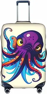 [Pvinnk] Octopus purple Print Protective Luggage Cover Elastic Washable Suitcase Protector Travel Gear Protector, White, Small
