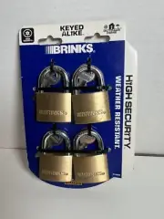 Brinks Set of 4 Padlocks Lock Keyed Alike Solid Brass Weather Resistant 40mm NEW