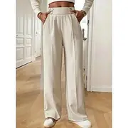 Women's Slacks Fashion Chino Full Length High Waist Plain Pocket Comfy Soft Inelastic Office / Career Casual Daily Apricot Black Dark navy Khaki Spring, Fall,