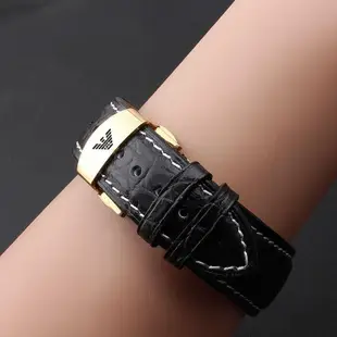 A阿瑪尼鱷魚皮真皮手錶帶百年老店Armani男女適用AR1920 AR1923 AR1926系列