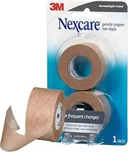 Nexcare Gentle Paper First Aid Tape T781-2PK, Tan, 1 in x 10 yds