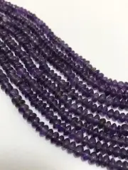 13 inch strand of natural Amethyst Button Smooth 4mm beads.