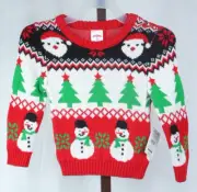 Baby Boys Holiday Time Long Sleeve Christmas Graphic Pullover Sweater Sz 18 Mo