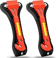 Car Window Breaker,Glass Breaker,Car Window Breaker and Seatbelt Cutter,Multi-Functional Car Safety Hammer,Car Emergency Kit,2 Packs(Orange)…