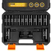 3/8" Drive Deep Impact Socket Set, 15 Piece SAE Socket Set 1/4" to 1", Includ...