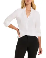 Nic+Zoe Ruffle V Neck Long Sleeve Shirt