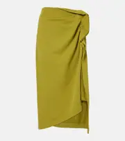 [Dries Van Noten] Dries Van Noten Gathered cotton midi skirt AU 10 green