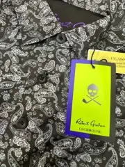 NWT Robert Graham Clubhouse Paisley Performance Golf Polo Shirt MEDIUM Black