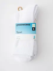Underworks 3pk Socks Crew White
