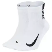 Nike Multiplier Running Ankle Socks 2 Pairs Mens White Multi Size Sportswear