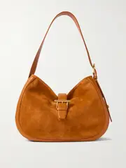 [MCQUEEN] MCQUEEN - T-bar Leather-trimmed Suede Shoulder Bag - Light brown - One size One size Brown