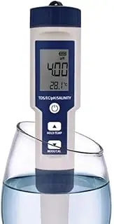 KNLESS Portable 5-in-1 Water Quality Tester,PH/EC/TDS/Salinity/Temperature Meter，Ideal Water Test Meter for Drinking Water, Aquariums, etc.