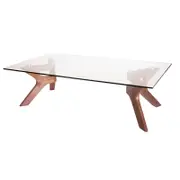 SK Designer Living | Murf Collection | Rectangular Glass Coffee Table | Walnut