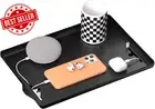 Black Bedside Shelf Clip-On Nightstand Tray with Charging Slot Dorm Bunk