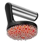 Cast Iron Scrubber with Handle, Stainless Steel Chainmail Cleaner for Pans7103