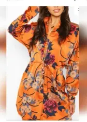 Boo-hoo size 12 Silk dress beautiful flowers for Spring and fall