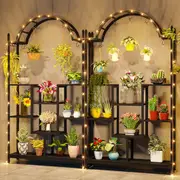 Fin Tall Indoor Plant Stand Large Metal Plant Shelf W Hanging Hooks Bonsai Pots Rack