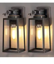 2-Pack Motion Sensor Outdoor Wall Lanterns, Upgrade Dusk to Dawn Wall Sconce,
