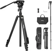 SmallRig Video Tripod CT210, 75" Video Camera Tripod Monopod with +/-15° Leveling Base Fluid Head, Professional Camera Tripod Compatible with Video Camera, DSLR, Camcorder-4475