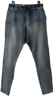 NWT DECJUBA D-LUXE Blue Drop Crotch Jeans Size 12 $100 NEW