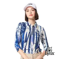 在飛比找PChome24h購物優惠-【Lynx Golf】女款歐洲進口布料柔軟舒適英文草寫印花袖
