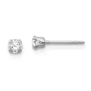 14K White Gold 3mm Clear CZ Stud Earrings Push Backs Madi K Children's Jewelry